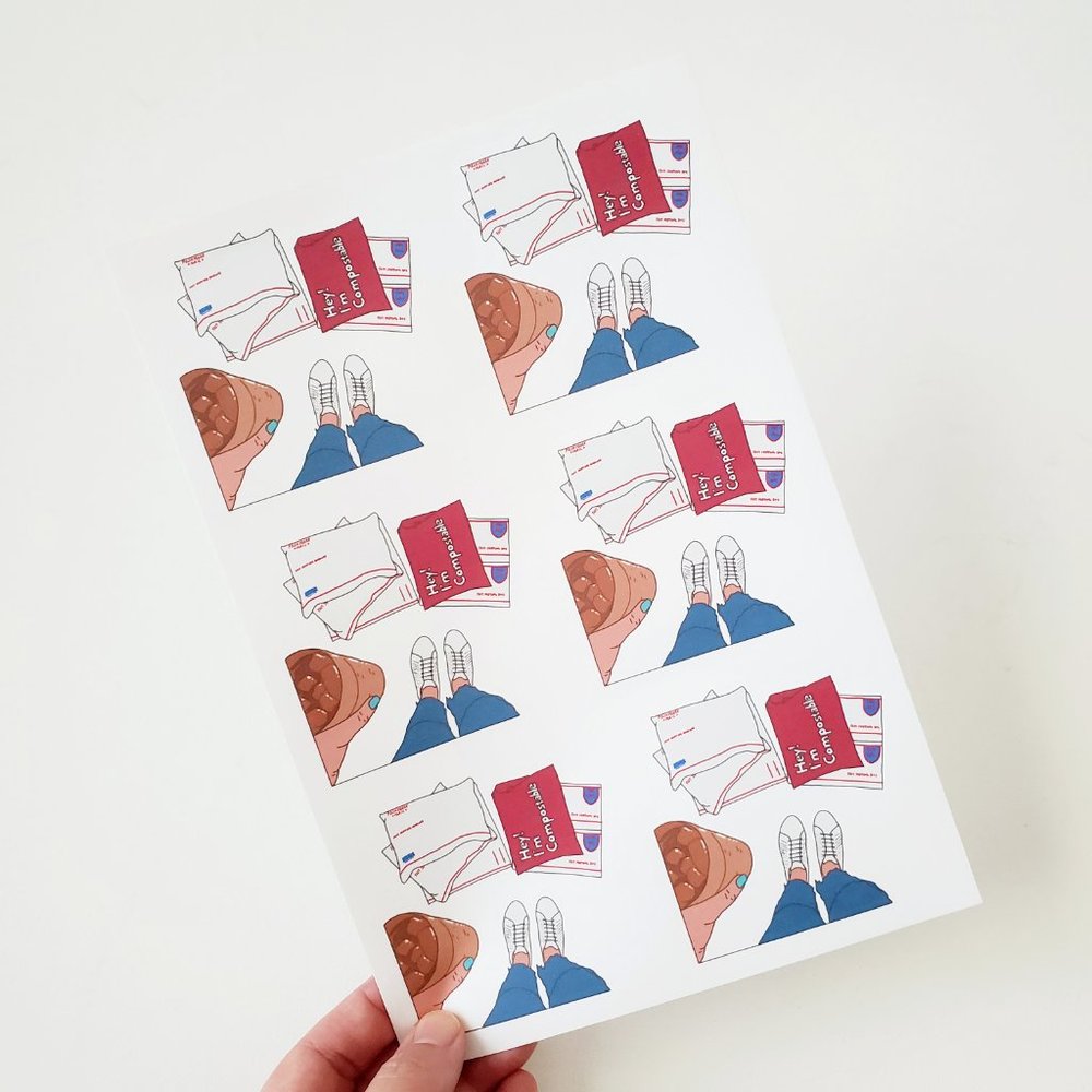 LB010 Hey Im Compostable Sticker [Price Firm] - Picture 3 of 8